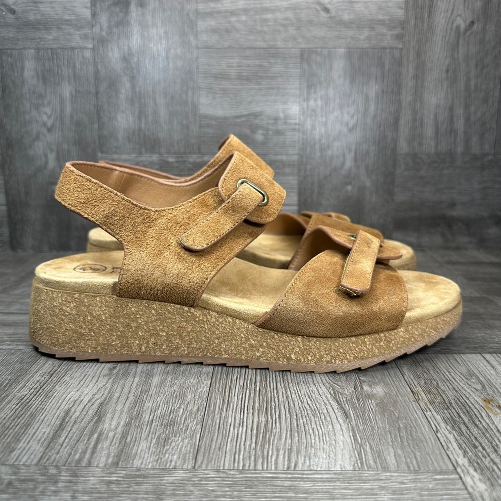 White Mountain Gelato Sandals Womens 8.5 Brown Suede Platform Wedge NEW
